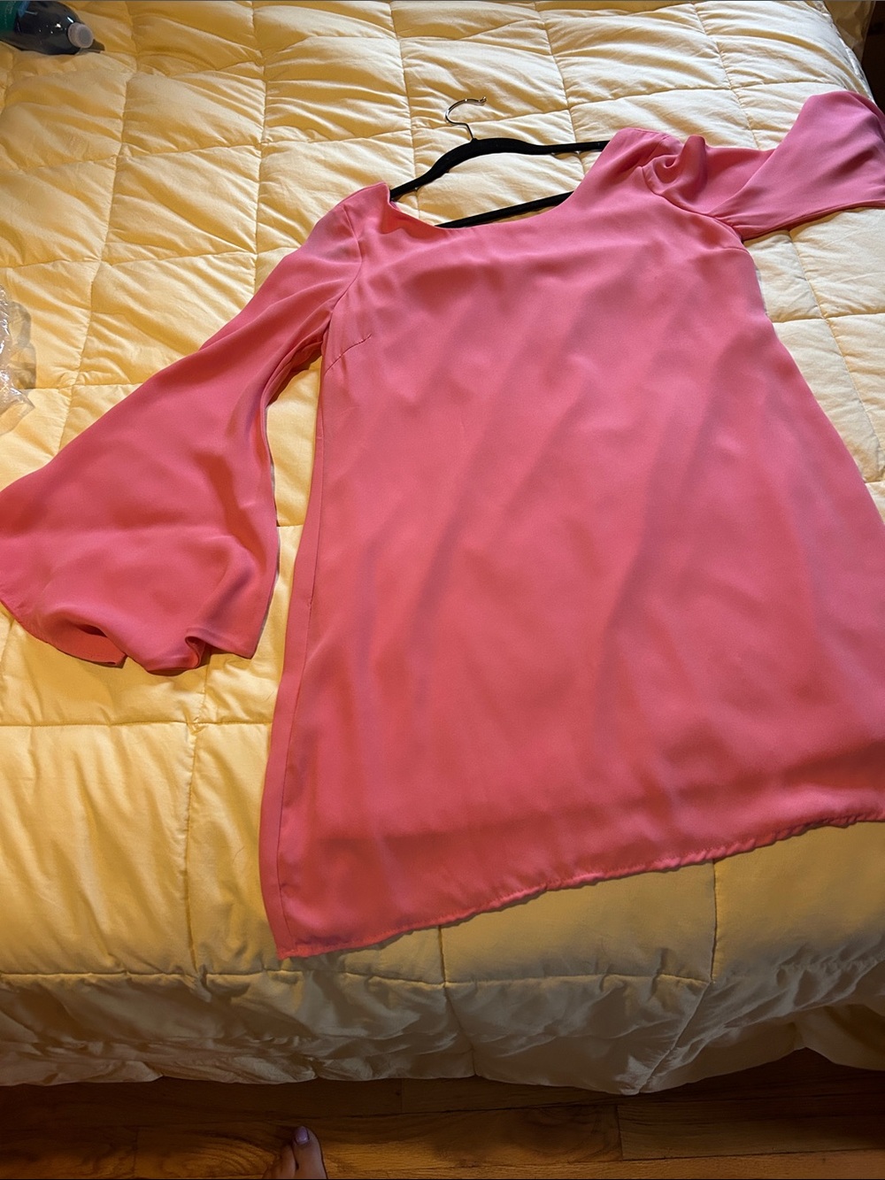 Vibrant Pink Bell Sleeve Shift Dress